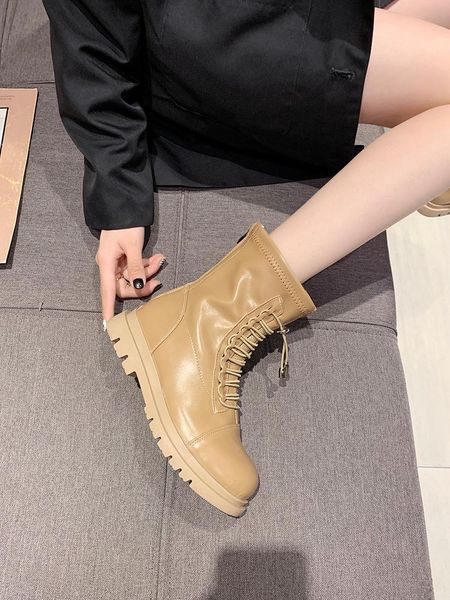 

brand women's shoes white ankle boots lace up booties ladies boots-women round toe clogs platform fashion rock low rubber, Black
