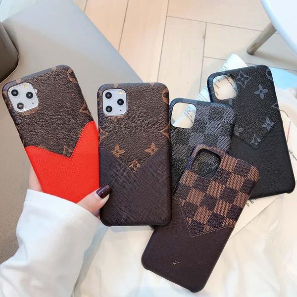 

2021 lv louis vitton phone cases for iphone 11 pro max 7 8 plus x xs max xr fashion pu leather with card bag ing