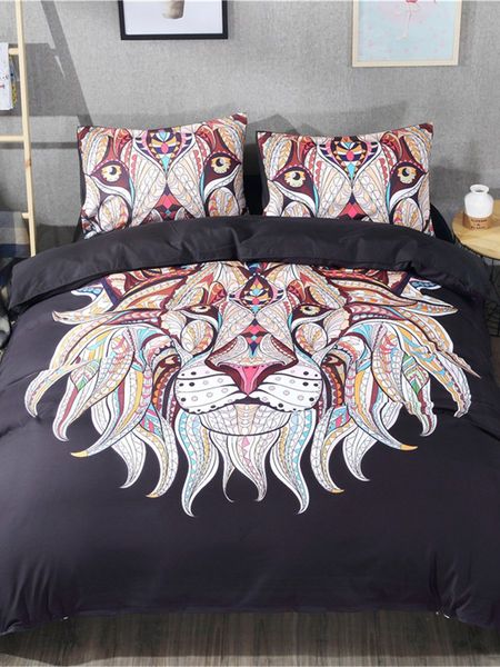 

4pcs bedding set luxury bohemian style geometric lion pattern comfy supple bedlinens duvet cover