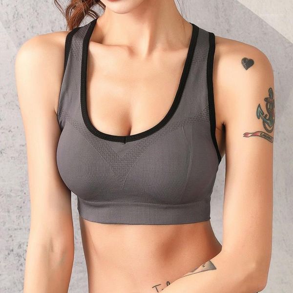 

women bra wirepadded seamless breathable support fitness sport bra push up gathering full cup breast bralette1, Red;black