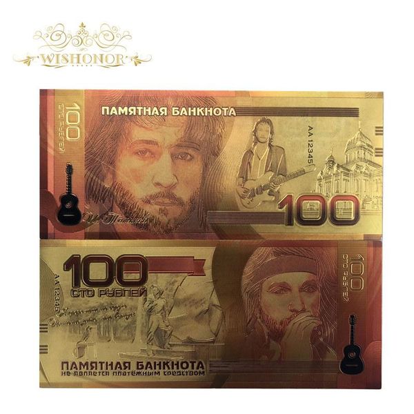 

16pcs new style queen band products russia gold banknotes 100 roubles banknotes in 24k gold fake paper money for gift sqcdbt pingtoy