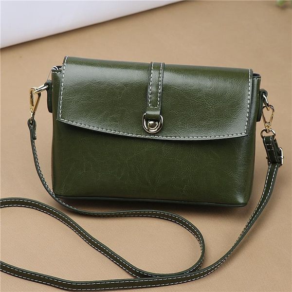 

2020 new texture leather women bag messenger bag korean oil wax leather simple shoulder luxury handbag luxury bags