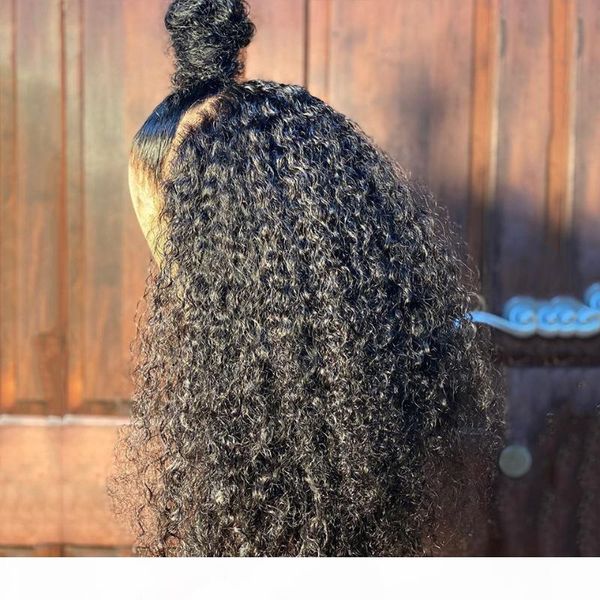 

13x4 afro kinky curly wig lace front human hair wigs middle part brazilian remy pre plucked with baby hair for women lace wig, Black;brown