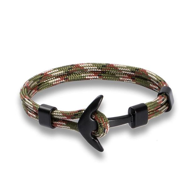 

eif dock fashion black color anchor bracelets men charm survival rope chain paracord bracelet male wrap metal spo jllloe