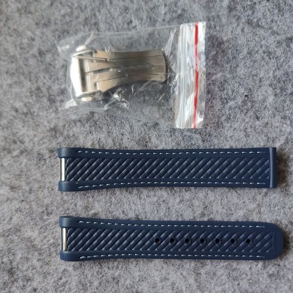 

soft rubber strap 20mm watch blue band accessory bracelet change watchmaker clasp buckle stainless steel, Black;brown