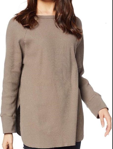 

drape early autumn 2020 crew neck wind hollowed out t-shirt solid color women's hem split long sleeve, Black;gray