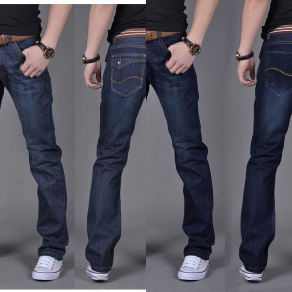 

four seasons jeans men's straight loose large size men's pants jeans and jeanspants and jeansyouth slim new casual korean style tr, Blue