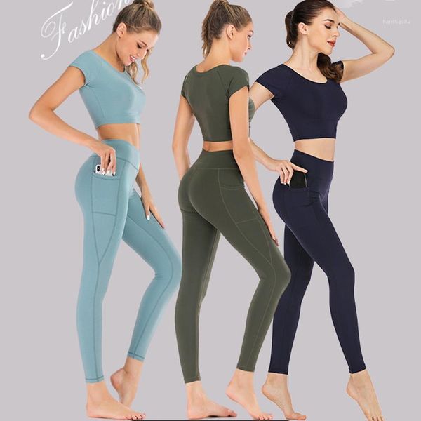 

gym clothing sportswear sets women exercise clothes tracksuits yoga jogging track outfit legging short sleeves shirts suit1, White;black