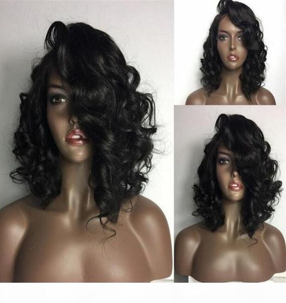 

свободные волны боб парик glueless полные парики шнурка горячего сбывания девственницы бразильские волосы natural color long волнистый боб п, Black;brown