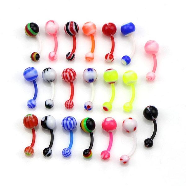 

colorful 20pcs mix color sile belly piercing navel flexible bar navel piercing piercing nombril stud earring q bbyird, Silver