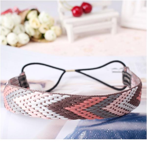 

ethnic boho embroidery headbands girls bezel women vintage hair accessories braid elastic hair band bohemian rubber h wmtiea, Black;brown