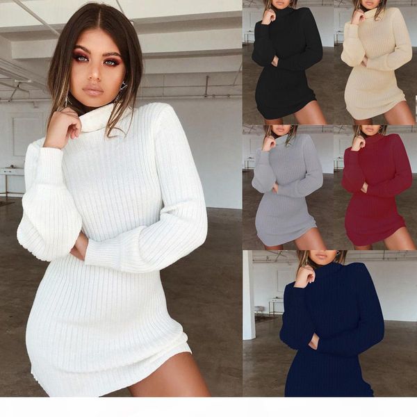

6 colour s-xl women's winter knitted jumper gray long sweater pullover knitwear long dresses, White;black