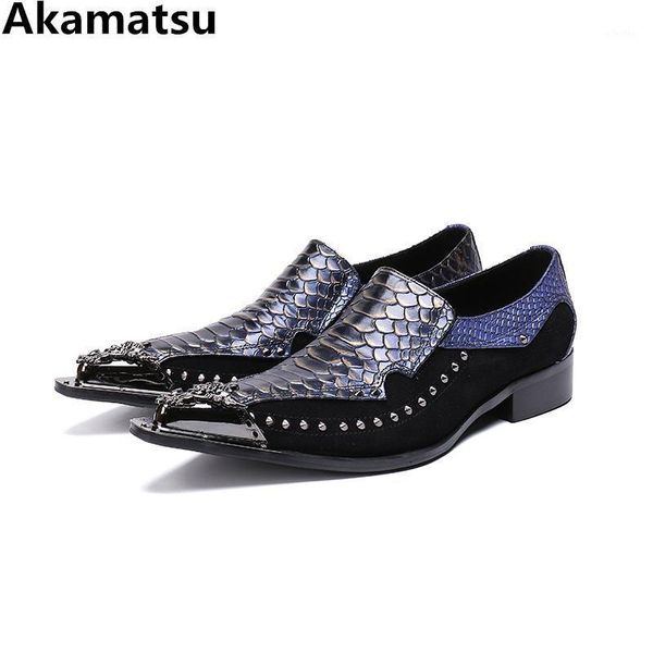 

metal decor oxford shoes for men genuine leather blue spiked loafers stud party dress wedding shoes crocodile italian1, Black