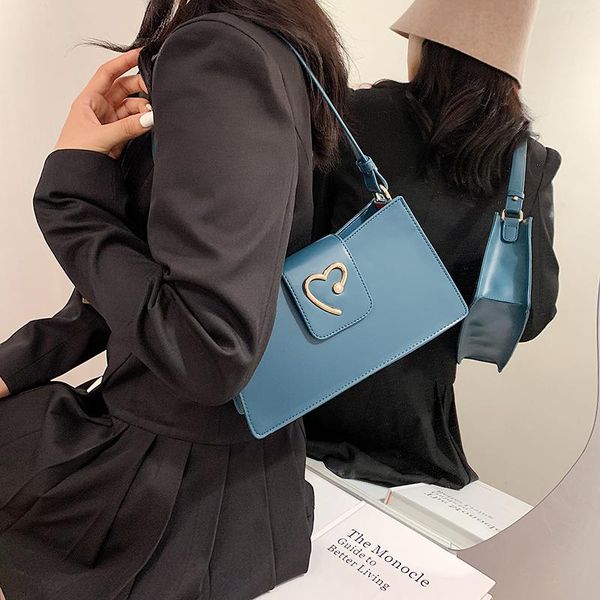 

simple fashion women's handbag 2020 square shoulder bag crossbody heart design female small handbags purse ladies pu leather