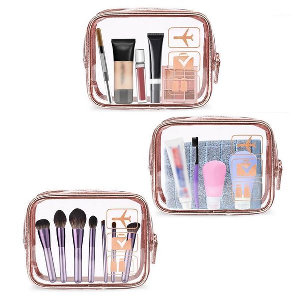 

bageek 3pcs fashion pvc plastic cosmetic bags clear waterproof portable makeup bag toiletry bag for outdoor travel1