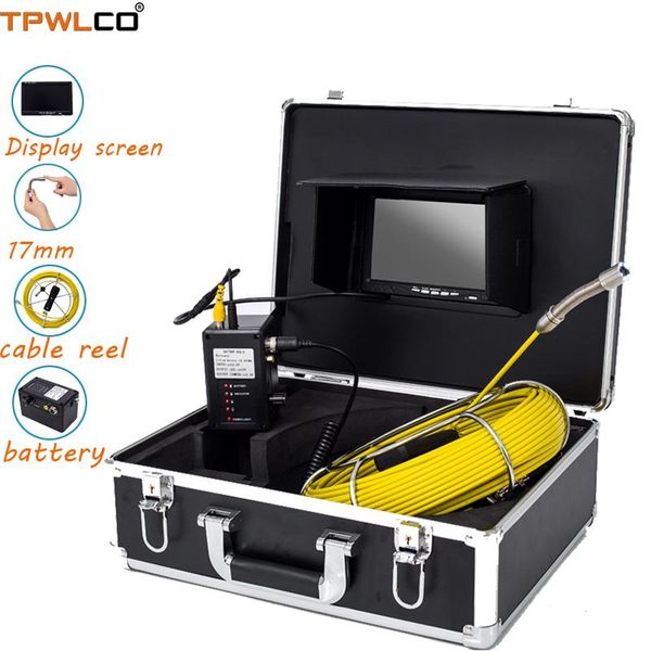 

20-50m 17mm drain pipe inspection camera with 6pcs leds light 7inch monitor industry endoscope underwater video system with dvr