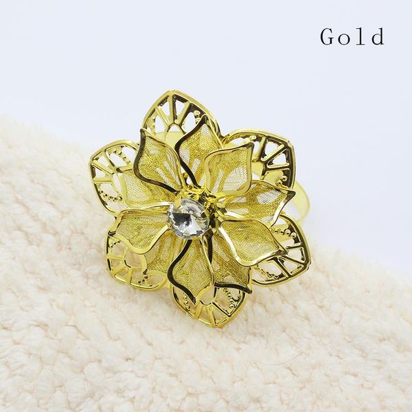 

metal napkin ring, floral center rhinestone embellishment, 10pcs, suitable for wedding table decoration, handmade party crafts q wmtdni