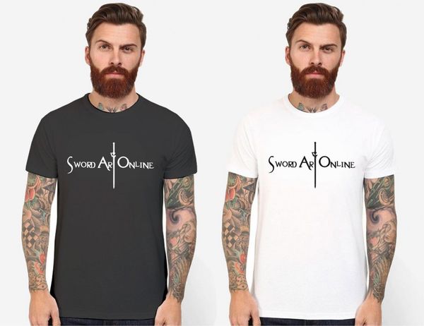 

100% хлопок summer тройники printed o-образным вырезом streetwear harajuku tops sword art online anime вскользь верхние части тройников спор