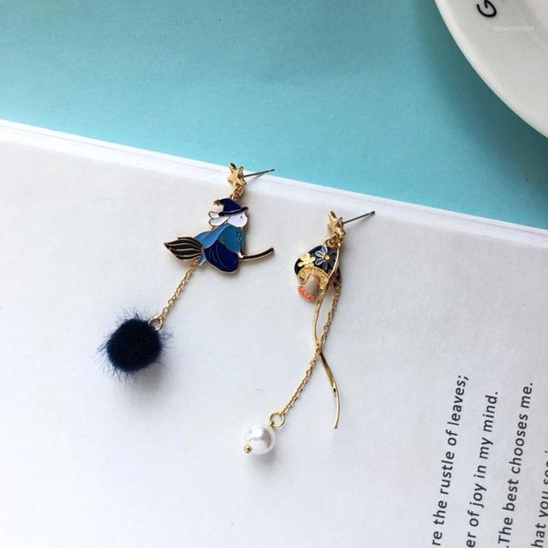 

acrylic stud women earrings multicolor pom pom ball halloween witch imitation pearl 70mm x 15mm 68mm x 30mm, 1 pair1, Golden;silver