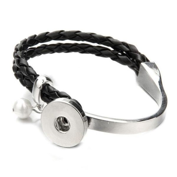 

snap button bracelet for women men pearl leather snap bracelet bangles fit diy 18mm snap buttons bbyhgl, Golden;silver