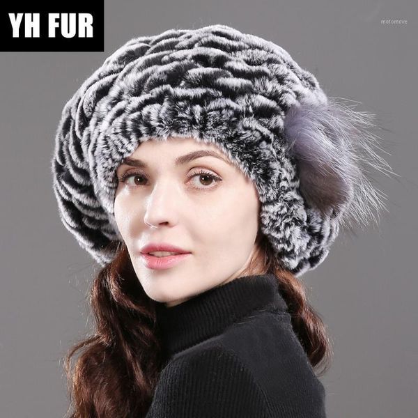 

beanie/skull caps brand winter women real rex fur striped hats lady beanies girls warm soft knitted beret caps1, Blue;gray