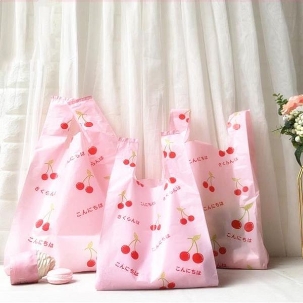 

fruit series portable plastic bag take away packaging bags cake wrapping vest gift bag supermarket supply 50pcs/lot