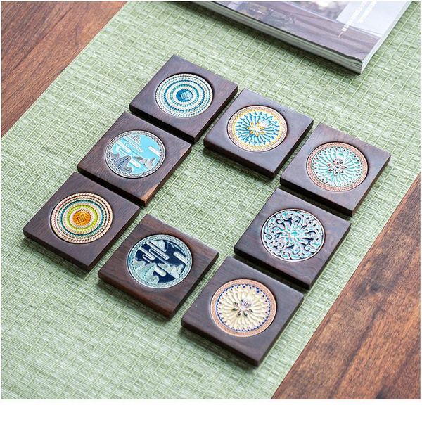 

ebony coaster solid wood kungfu tea set tea ceremony accessories insulation mat japanese style iron pot purple sand po bbybpx