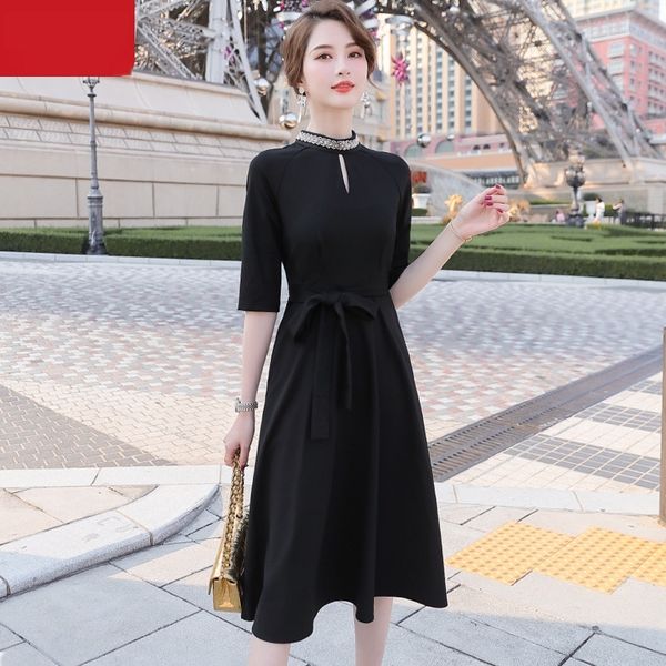 

профессиональные женщин платья лета 2020 новой моды знаменитости высокой талии зашнуровать талии показать тонкие большие юбки большие качели, Black;gray