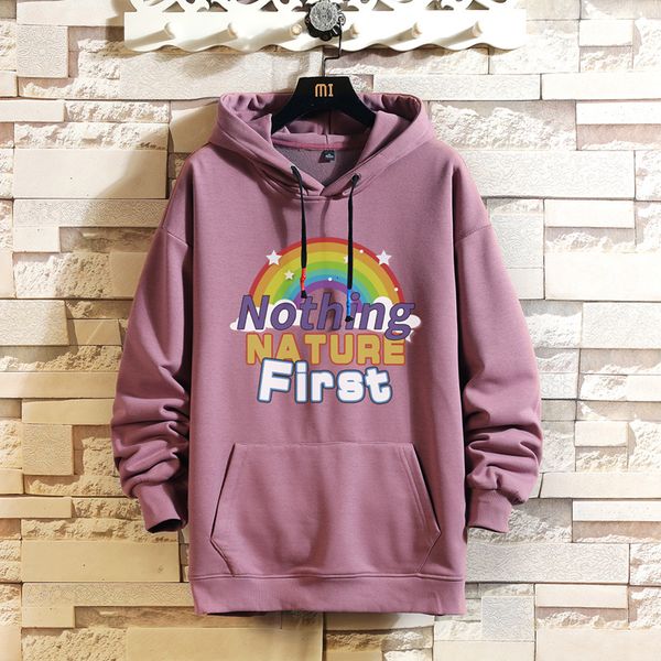 

2021 new anime hooide mens rainbow print sweatshirt male japanese streetwear oversized yellow hoodie men pgij, Black