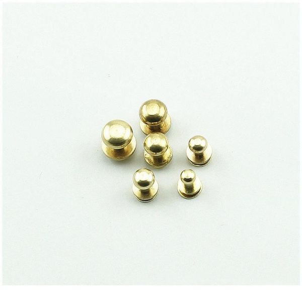 

new 10pcs solid brass rivet round head button belt screw chicago screw button studs leather craft tool accesso jllgew, Silver