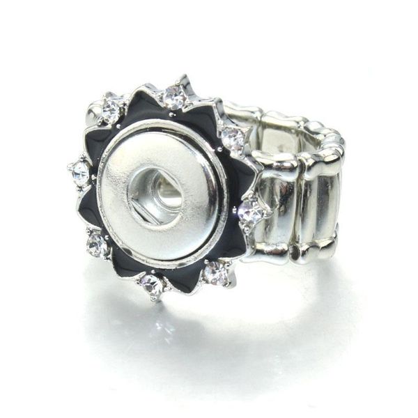 

vintage crystal diy elastic adjustable snaps ring fit 12mm metal snap buttons women's fashion jewelry men's ring 8128 q bbytgf, Silver