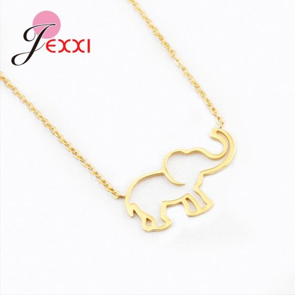 

chains trendy gold collier femme elephant pendant necklaces 925 sterling silver for women female jewelry choker joyas
