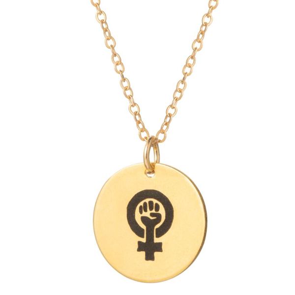 

pendant necklaces feminism necklace gold coin choker jewelry, Silver