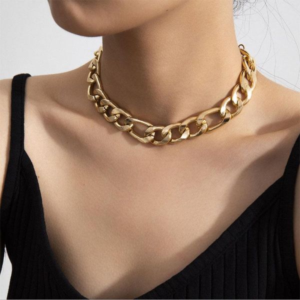 

wanglufei big gold curb link chain necklace for women miami chunky cuban chain choker necklace thick punk hip hop jewelry gifts, Silver