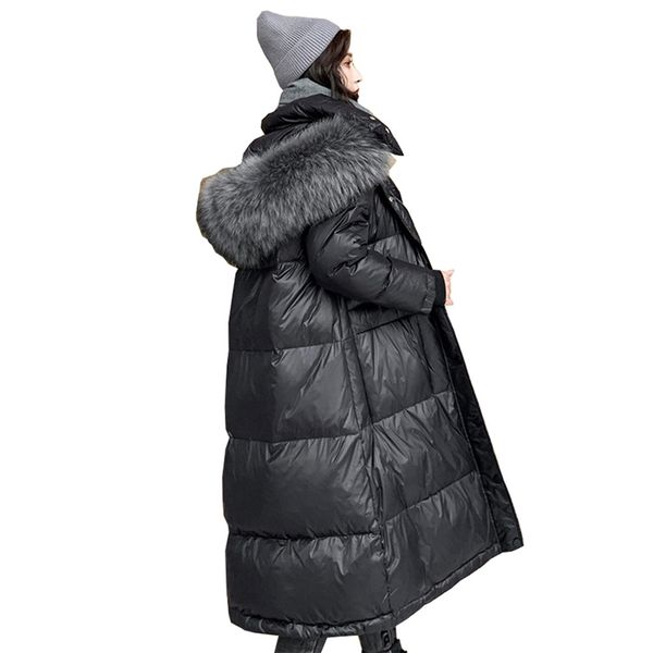 

parka women down jacket female in winter long over the knee cultivate morality show thickening coat 8621 201031, Black