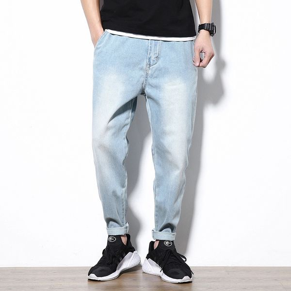 

весна лето xia kuansong капри мужские обрезанные брюки 2019 сыпучих негабаритных мужские джинсы harlem capris для мужчин xcwnr, Blue