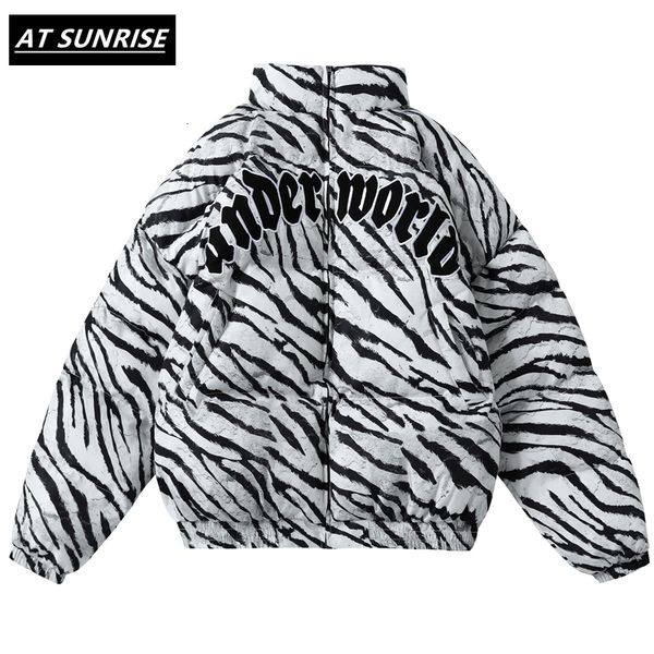 

2020 winter mens jacket coats hip hop zipper thick jackets men fashion casual zebra printing embroidered letters streetwear q1217, Black
