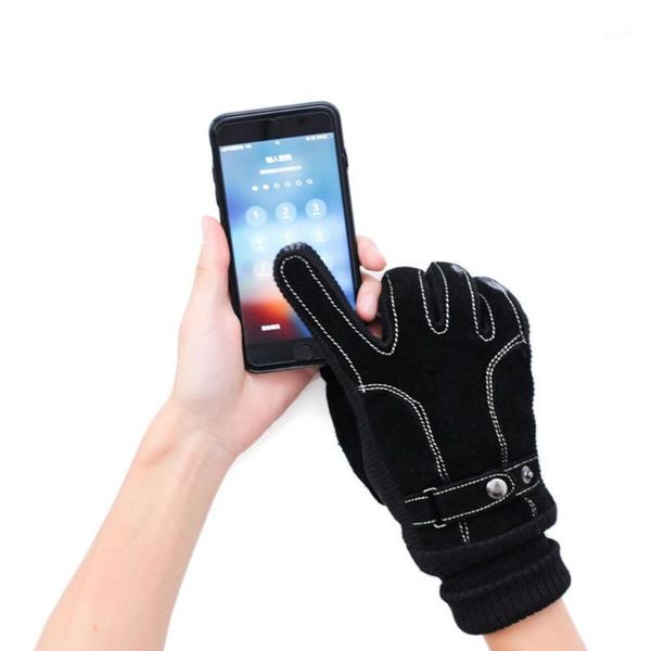

1 pair of cycling gloves touch screen leather hand warmer1