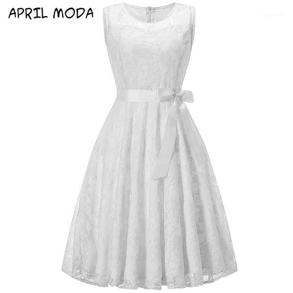 

casual dresses 2021 a line party robe dress vintage white summer elegant lace retro women sleeveless with belt1, Black;gray