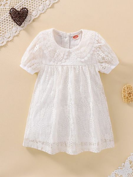 

baby statement collar puff sleeve lace dress she, Red;yellow