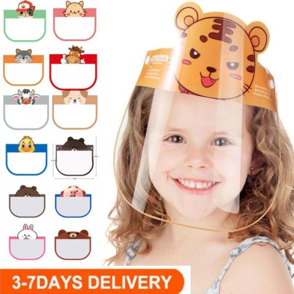

cartoon stock 20 us children pcs face shield anti-fog isolation full protective mask transparent pet protection splash dri01