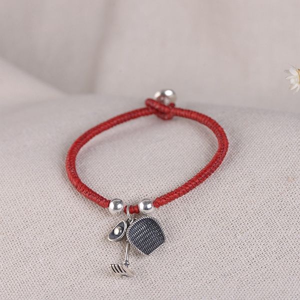 

golden deer king s925 silver bracelet female thai silver fashion wax rope weaving yuanbao rake dustpan hand rope bracelet idavw, Golden;silver