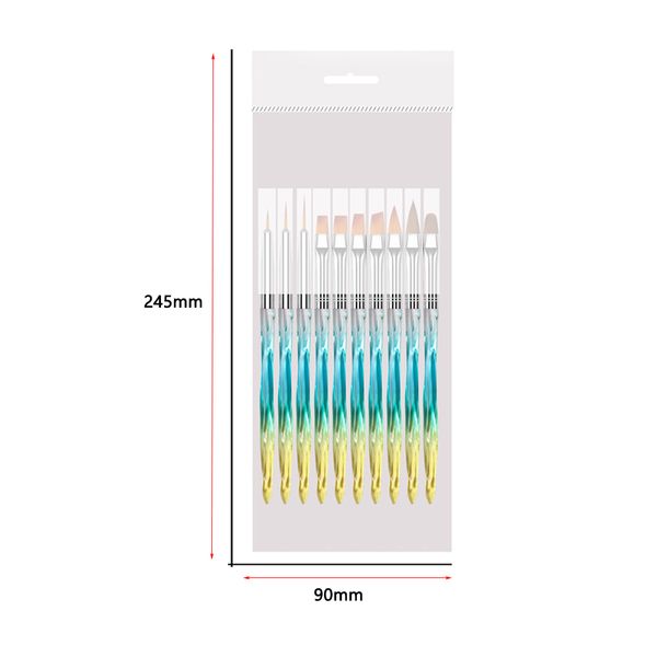 

10pcs/set professional manicure uv gel brush pen transparent acrylic nail art painting drawing brush set manicure art tools