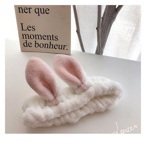 

q soft coral fleece headband cute bunny ears wash face makeup mask head wrap turban girls women hair band hair acc qylisa