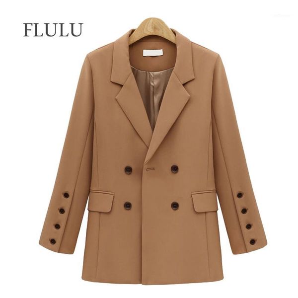 

flulu autumn winter suit blazer women 2020 new casual double breasted pocket women jackets elegant long sleeve blazer outerwear1, White;black