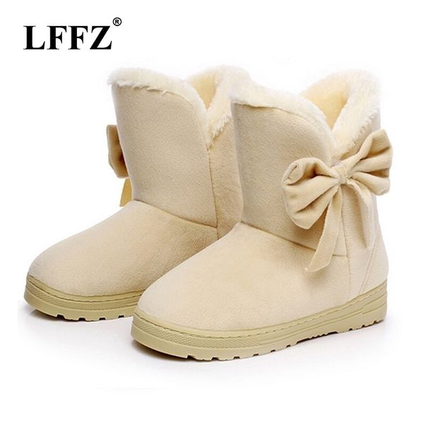 

lffz women snow boots cute bowtie warm fashion snow boots women winter shoes butterfly dropshipping factory st217 y200114, Black