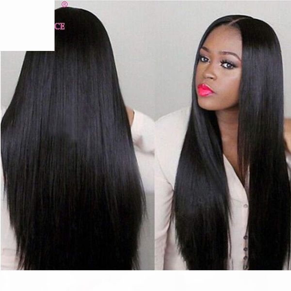 

8-32 inches long straight lace front wig 4x4 lace front human hair wig density for black women hd frontal, Black;brown