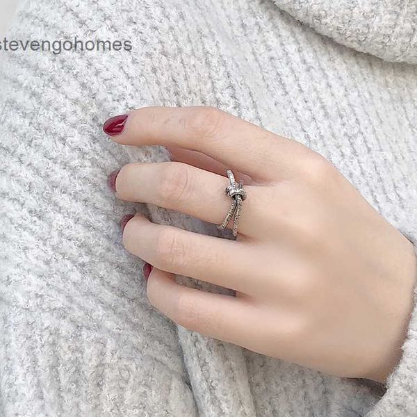 

pure women's korean silver new opening s925 old ring knot personality trend jewelry