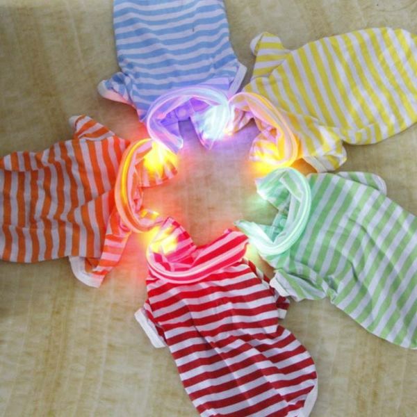 

dog apparel spring summer led stripe collar pet products cloth t-shirt