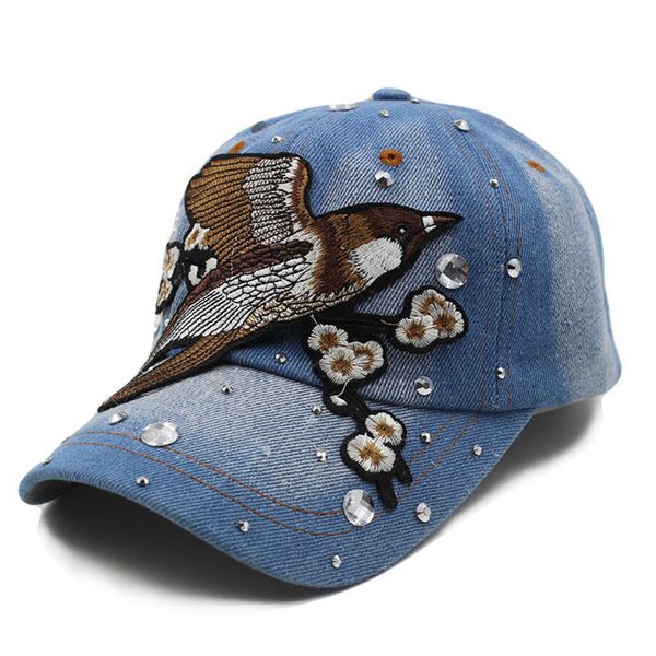 

miaoxi brand women baseball cap caps fashion floral bird summer snapback girl casual bonnet hats beauty hat c0123, Blue;gray